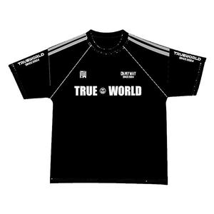 TrueWorld赛车服复古速干透气宽松百搭三条杠高街oversize运动T恤