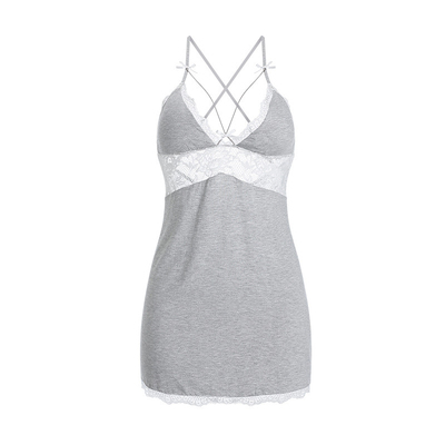 夏季莫代尔棉质蕾丝性感吊带睡裙