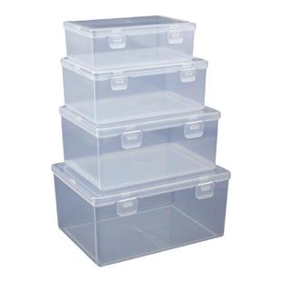 PP塑料盒长方形透明带盖收纳盒家居家用桌面整理盒工具零件配件盒