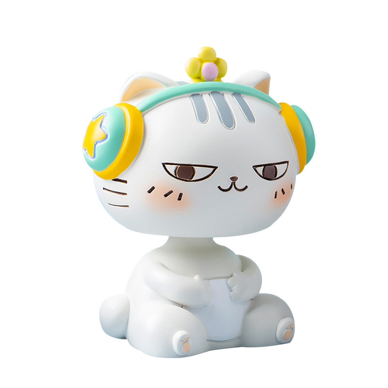 土豆猫点头小摆件车载摇头中控台
