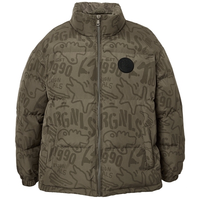 杰克琼斯短款排骨羽绒服男冬机能冰壳满印立领夹克外套面包服男装