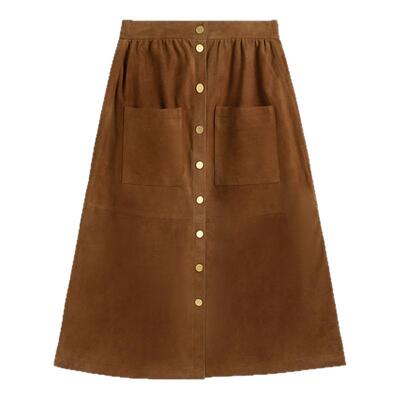 法式排扣A字百搭半身裙