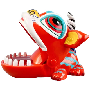 国潮醒狮咬手指玩具新年礼品按牙齿咬人聚会游戏鲨鱼鳄鱼熊猫整蛊