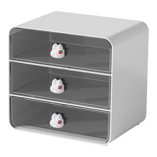 卡通桌面收纳盒抽屉式多功能化妆品储物盒学生文具整理盒子置物架