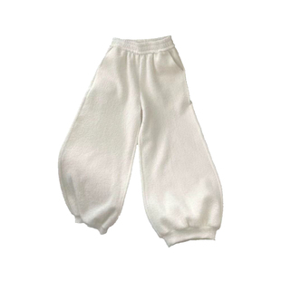 奶白色绒绒灯笼裤女小个子阔腿软糯气球裤秋冬大码胖mm束脚休闲裤