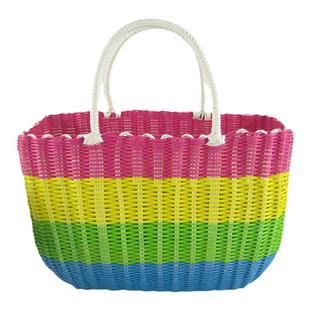 塑料编织购物篮手提菜篮子宠物框买菜洗澡篮浴室藤编浴筐收纳野餐