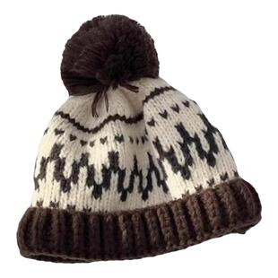 韩版ins新款复古提花针织帽子女冬季加厚保暖防风护耳滑雪毛线帽