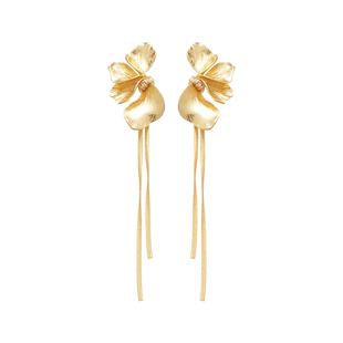 金色花瓣流苏耳环女独特漂亮夸张耳钉2025新爆款高级感耳坠饰冬季