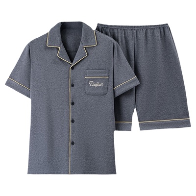 夏季男士纯棉可外穿睡衣套装