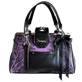 现货掉落【夜行魔女痛】原创哥特蛇纹手提斜挎口金透明痛包娃包