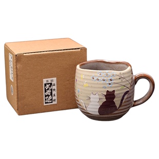 九谷烧日本手作金花诘猫咪百花马克杯咖啡杯茶杯结婚生日礼物杯子