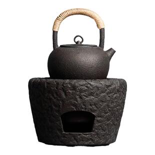 信龙堂石头纹铸铁炭炉复古碳铁炉围炉煮茶户外茶室日本风火炉茶炉