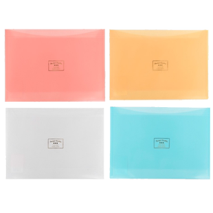 4个装日本国誉双口袋A4文件袋 学生试卷袋透明可爱小清新彩色塑料资料包办公文具收纳袋产检孕检报告档案袋