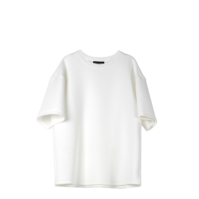 白色双面针织圆领短袖T恤新品