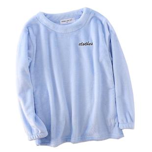 女法兰绒睡衣秋冬家居服长袖上衣加厚加绒保暖珊瑚绒甜美可爱毛绒