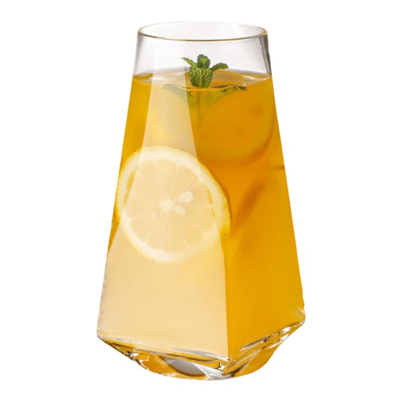 玻璃餐厅六菱角气泡苏打果汁水杯