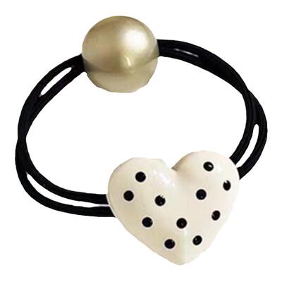 简约设计~复古波点爱心珍珠头绳