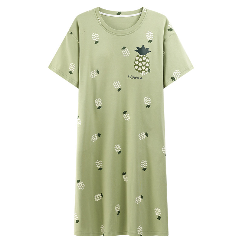 自带胸垫睡衣女夏季短袖睡裙中款