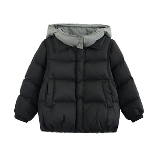 砚台家童装男童连帽羽绒服90白鸭绒2025冬季新款儿童双面穿羽绒衣