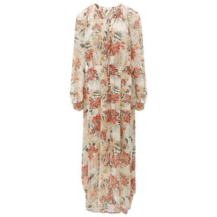 COCOBELLA温柔气质印花雪纺连衣裙夏清新飘逸大码茶歇裙FR7020