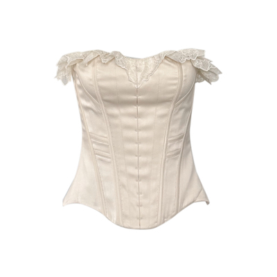 蕾丝拼接鱼骨胸衣抹胸收腰短上衣