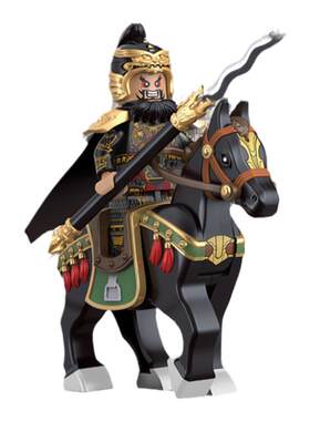 迪库积木三国小侠人仔玩具关羽