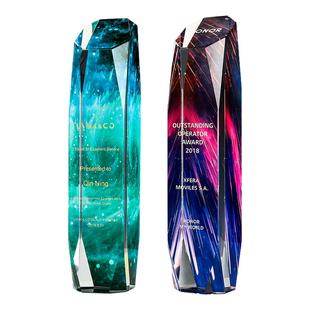 水晶奖杯定制彩印照片儿童比赛舞蹈创意设计制作公司优秀员工奖牌