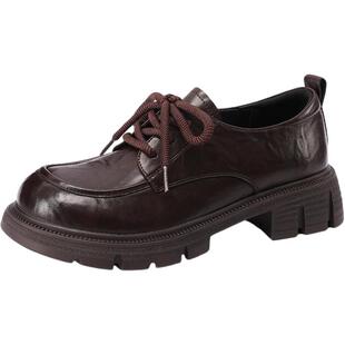 木林森女鞋2025秋冬新款英伦风小皮鞋增高时尚深口单鞋百搭休闲鞋