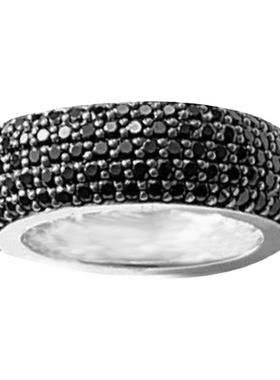 托马斯萨博925银黑钻魅力风戒指