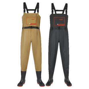 下水裤水鞋全身连体防水衣服雨裤带雨鞋皮叉裤抓捕鱼水库水鞋加厚