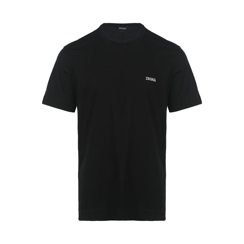 【自营】ZEGNA/杰尼亚男士简约logo刺绣徽标圆领休闲棉质短袖T恤