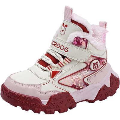 巴布豆女童大棉鞋加绒加厚保暖鞋