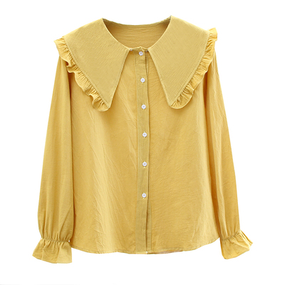 蕾丝衬衫女洋气宽松娃娃领上衣