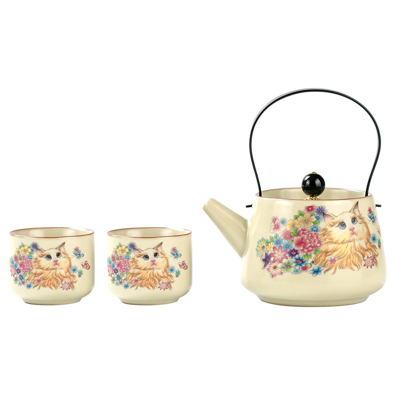 汝窑提梁壶复古防烫过滤茶具