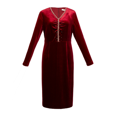 HONRN/红人丝绒修身连衣裙