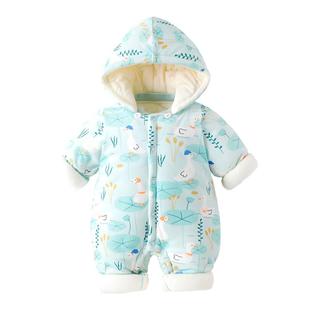 婴儿连体衣冬季加厚加绒宝宝冬装衣服秋冬套装男新生外出抱衣棉服