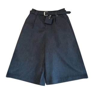 老钱风高腰西装七分阔腿裤女2025秋季新款小个子宽松休闲中裤靴裤