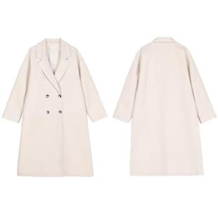 小个子毛呢外套女冬中长款加绒加厚赫本风衣宽松显瘦学生大衣过膝