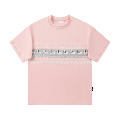 tfour腊肠狗粉色t恤短袖男款夏季