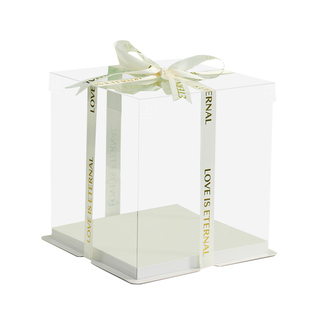 全透明生日蛋糕盒子4寸6寸8寸10寸手提式方形白色双层加高包装盒