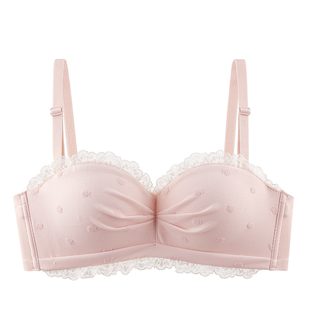 猫人小胸内衣女聚拢显大无肩带抹胸蕾丝薄款粉色绝美无痕女款文胸