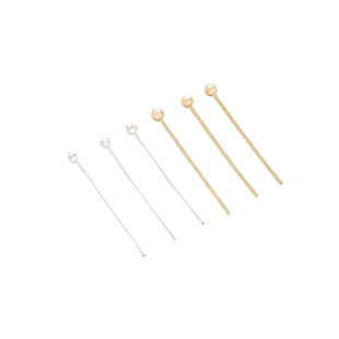 14K包金保色18K纯银色白金色圆球针珠头针diy珍珠吊坠耳饰品配件