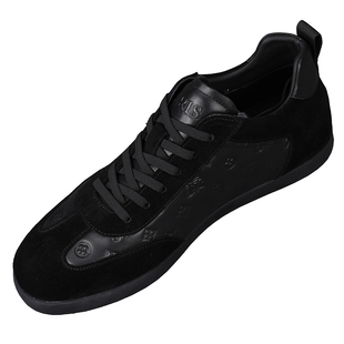 男鞋秋冬季新款2025真皮反绒拼接系带高帮百搭板鞋男款透气休闲鞋