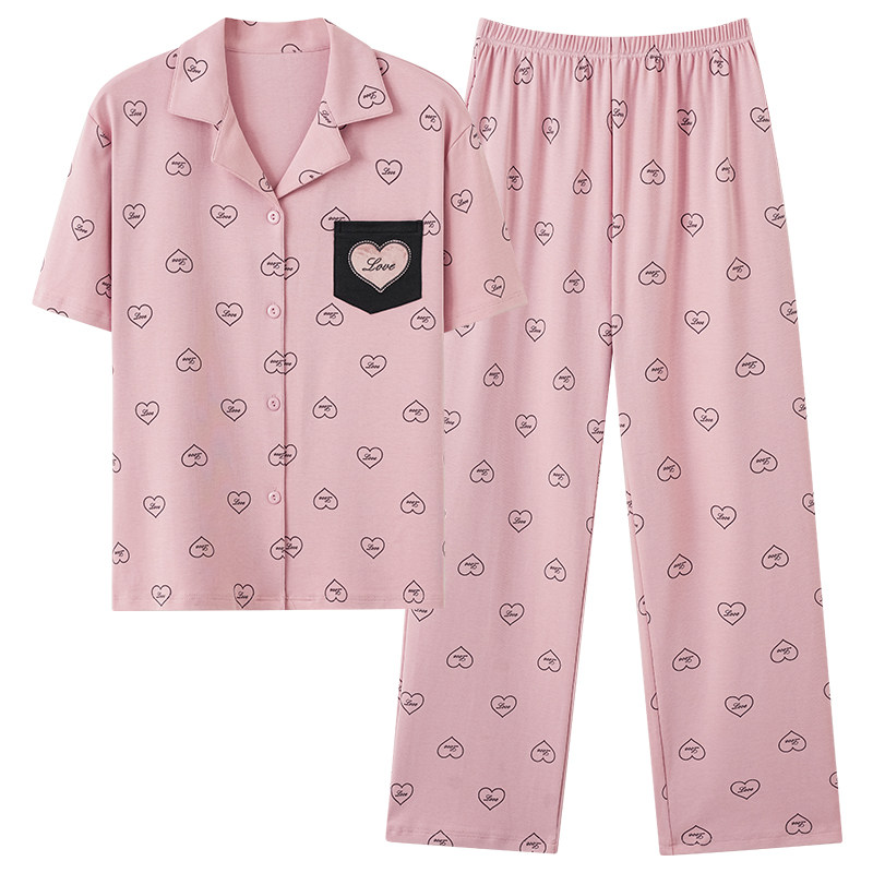 夏季纯棉休闲大码短袖家居服女款