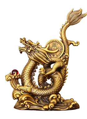 纯铜龙摆件飞龙在天盘龙柱五爪龙