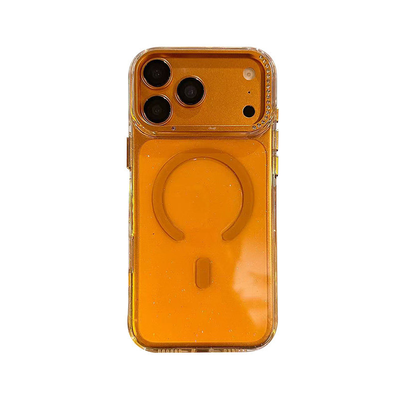 贝西欧适用苹果17promax轻奢镶钻透明闪粉磁吸手机壳iPhone17pro高级感仙女轻薄裸机全包防摔保护壳