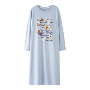 高品质睡裙女款春秋季纯棉长袖带胸垫2026新款女士秋天全棉睡衣裙