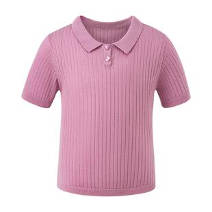 Little Naive短袖女童针织t恤夏季新款凉感上衣儿童翻领Polo衫