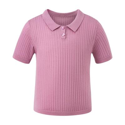 Little Naive短袖女童针织t恤夏季新款凉感上衣儿童翻领Polo衫