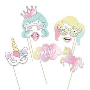 Unicorn party photo prop儿童生日派对布置独角兽拍照道具29件套
